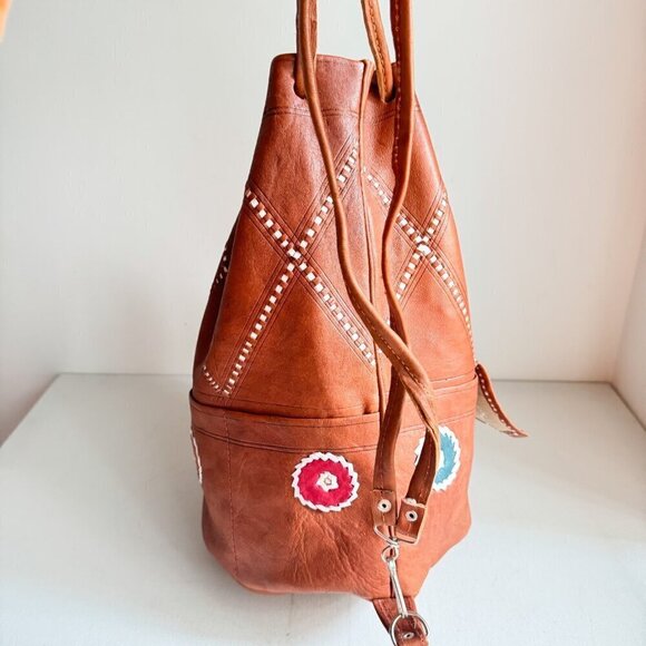 Vintage Ethic Handmade Leather Drawstring backpack main image 4